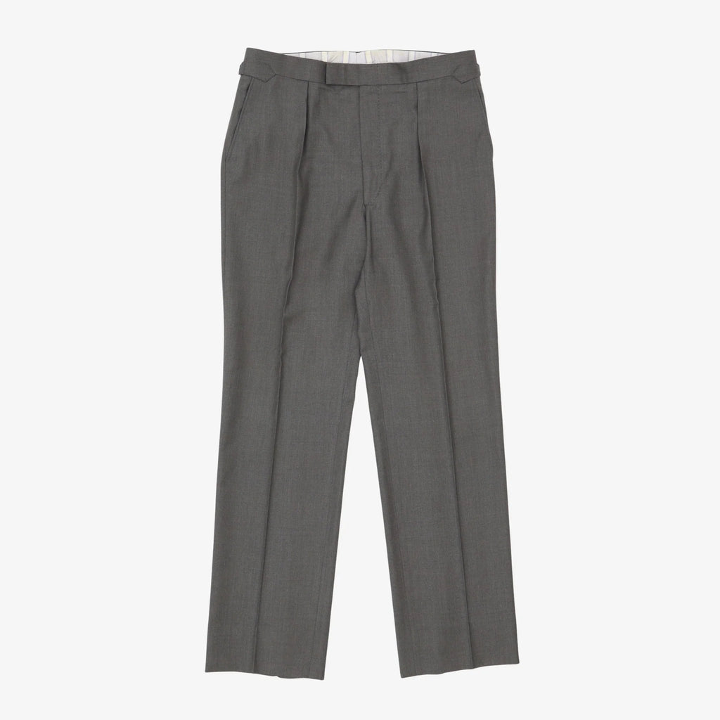 LINO POMMELLA Grey Wool Double Pleated Trousers
