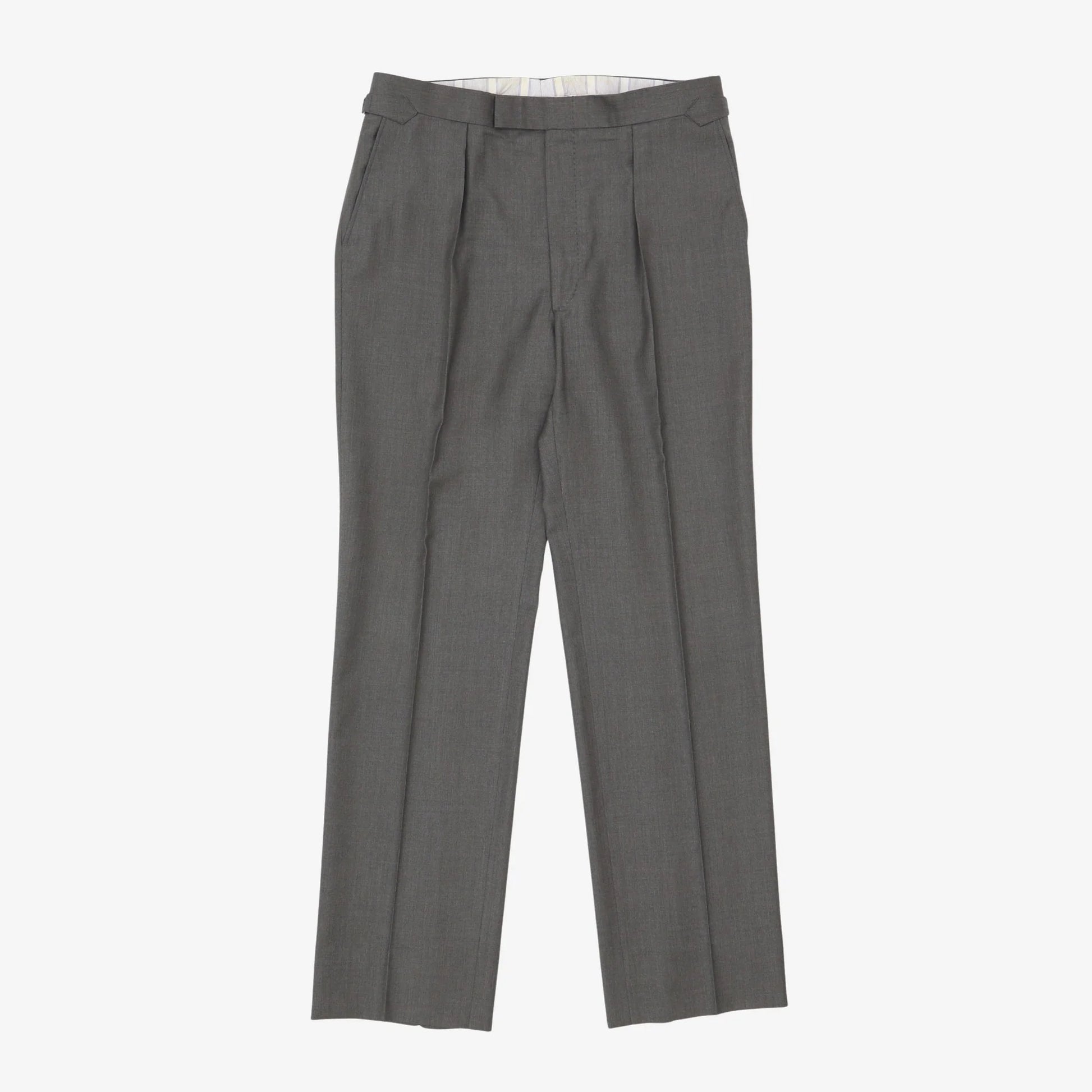 LINO POMMELLA Grey Wool Double Pleated Trousers