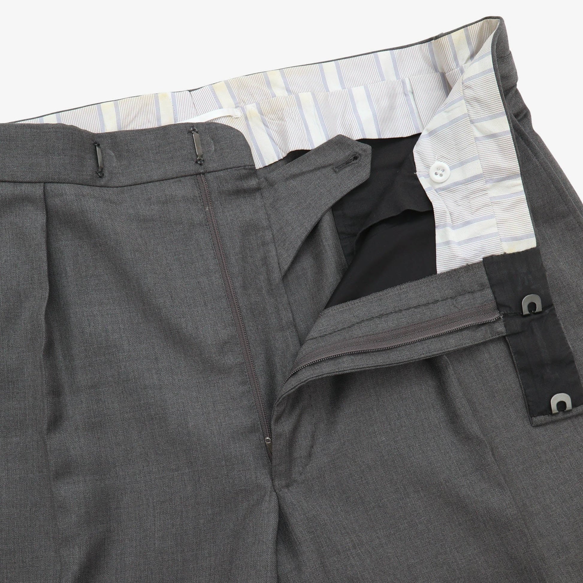 LINO POMMELLA Grey Wool Double Pleated Trousers